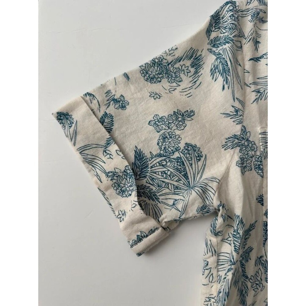 Carve Designs Linen Camp Shirt Scenic Palm Print Transitional Layering Piece - Picture 4 of 8